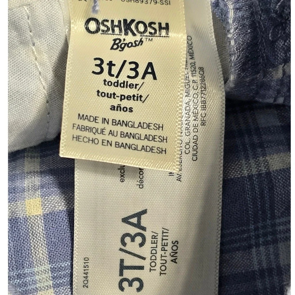 OshKosh‎ BGosh Toddler Blue Plaid Shortalls Overalls Size 2T